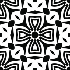 Geometric vector pattern with triangular elements. Seamless abstract ornament for wallpapers and backgrounds. Black and white patterns.