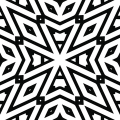 Geometric vector pattern with triangular elements. Seamless abstract ornament for wallpapers and backgrounds. Black and white patterns.