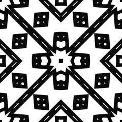 Geometric vector pattern with triangular elements. Seamless abstract ornament for wallpapers and backgrounds. Black and white patterns.