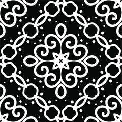 Geometric vector pattern with triangular elements. Seamless abstract ornament for wallpapers and backgrounds. Black and white patterns.