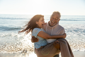 Couple Laughs and Holds Eachother