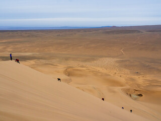 Fototapeta na wymiar climbing the sand dunes 