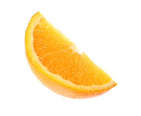 Slice of fresh ripe orange isolated on white
