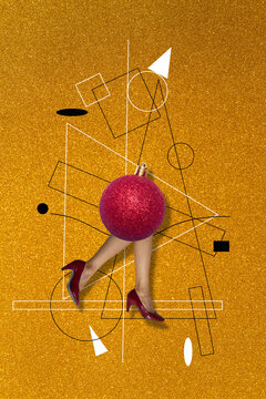 woman legs and high heels on Christmas red ball