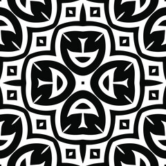  Geometric vector pattern with triangular elements. Seamless abstract ornament for wallpapers and backgrounds. Black and white patterns.