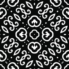  Geometric vector pattern with triangular elements. Seamless abstract ornament for wallpapers and backgrounds. Black and white patterns.