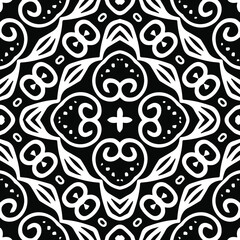  Geometric vector pattern with triangular elements. Seamless abstract ornament for wallpapers and backgrounds. Black and white patterns.