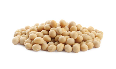 Heap of soya beans isolated on white