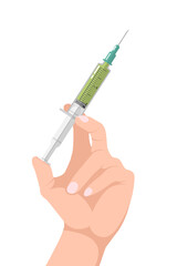 Vaccine COVID-19 vector icons. Empty syringes for injection in hand. Coronavirus concept. Flat icons of a medical. Isolated vector illustration