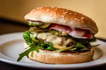 hamburger on a plate