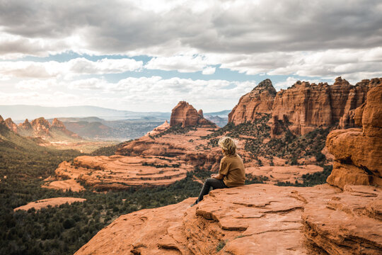 boy overlooking sedona