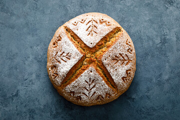 Homemade yeast free wholegrain rye bread with sunflower seeds