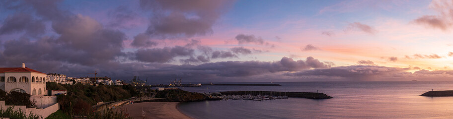 View over the harbour of the historic town of Sines