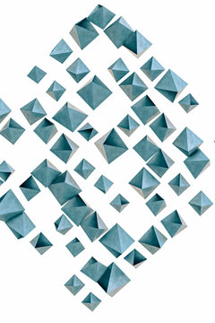 Abstract not geometrical pyramids in blue