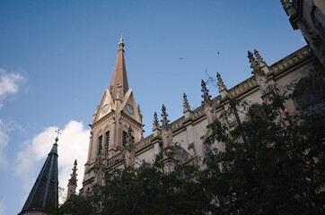 Cathedral of Mar del Plata or The Cathedral Basilica of Saint Peter and Cecilia - Roman catholic church located near San Martin square in Mar del Plata, Argentina