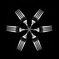 Isolated fork kaleidoscopic pattern