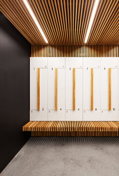 Modern interior of spacious locker room