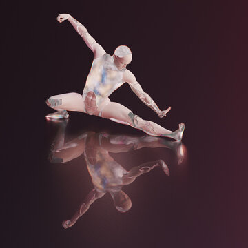 Male cyborg in tai chi pose