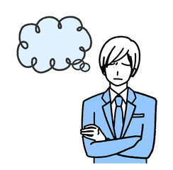 もやもやしているスーツ姿のビジネスマン