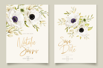 Watercolor poppy anemone invitation card