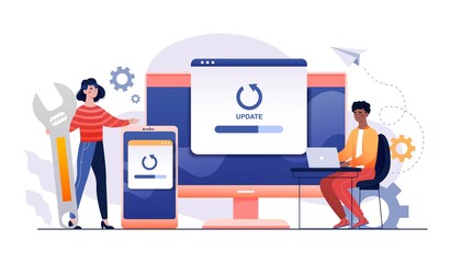 PC bug fixing, installing update process concept