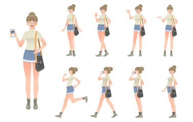 Fototapeta premium Set of female characters in different poses.Vector .