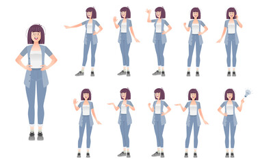 Fototapeta premium Set of female characters in different poses.Vector .