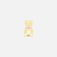 teddy bear with bow on white isolated background