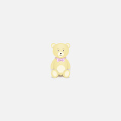 teddy bear with bow on white isolated background