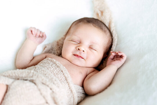 Portrait of a newborn baby boy