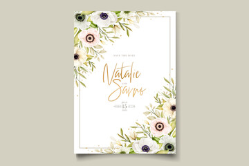 Watercolor poppy anemone invitation card © lukasdedi