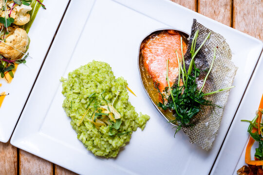 Salmon and Green Risotto