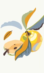 fruits illustration., apples, for summer art cards, brochure covers, invitations, wallpapers, canvas prints and posters.
