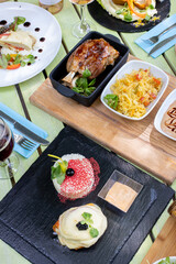 details of continental brunch, outside, natural light