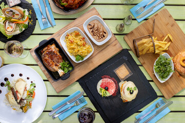 details of continental brunch, outside, natural light