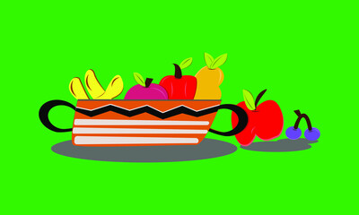 Fruit illustration on green background