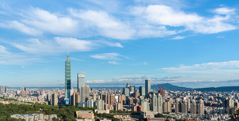 Beautiful cloud sky with Taipei city at dawn, Taiwan