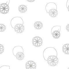 A seamless vector pattern of oranges, lemons and citrus slices isolated on white background. A design element for prints, textiles, backgrounds, wraps for adults and kids.