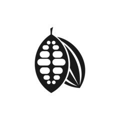 Cocoa Beans Flat Icon On White Background