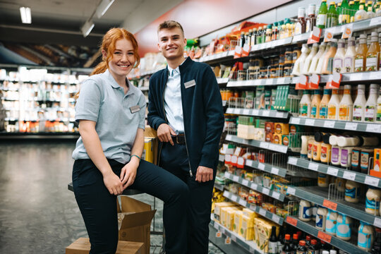 Portrait of grocery store assistants
