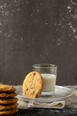 Chocolate chips cookies with almonds