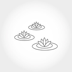 Lotus Flower On Water Line Icon On White Background icon