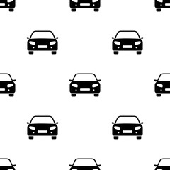 Car seamless pattern. Cute cartoon black racing cars white background. Vector illustration isolated on white