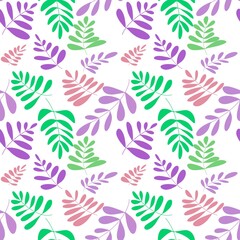 Seamless plant pattern, green branches ornament. Procreate painted illustration.