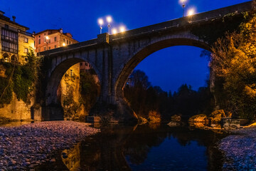 Fototapeta na wymiar Sunset from the Natisone river. Cividale del Friuli