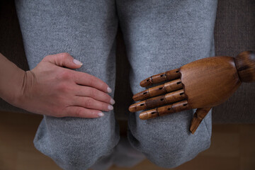Hands concept. Help. Couple. Woman legs. Family. 