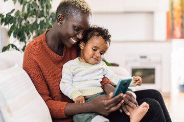 Black Afro Mother And Daughter Having Fun