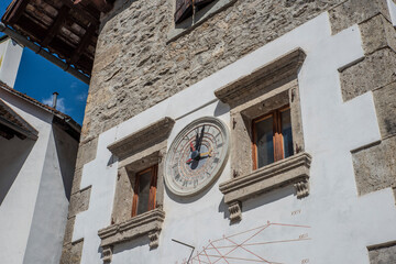 Fototapeta na wymiar Pesariis, an ancient clock village. Friuli