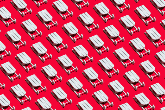 White sleigh on red background