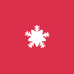 snowflake icon. sign design. red background